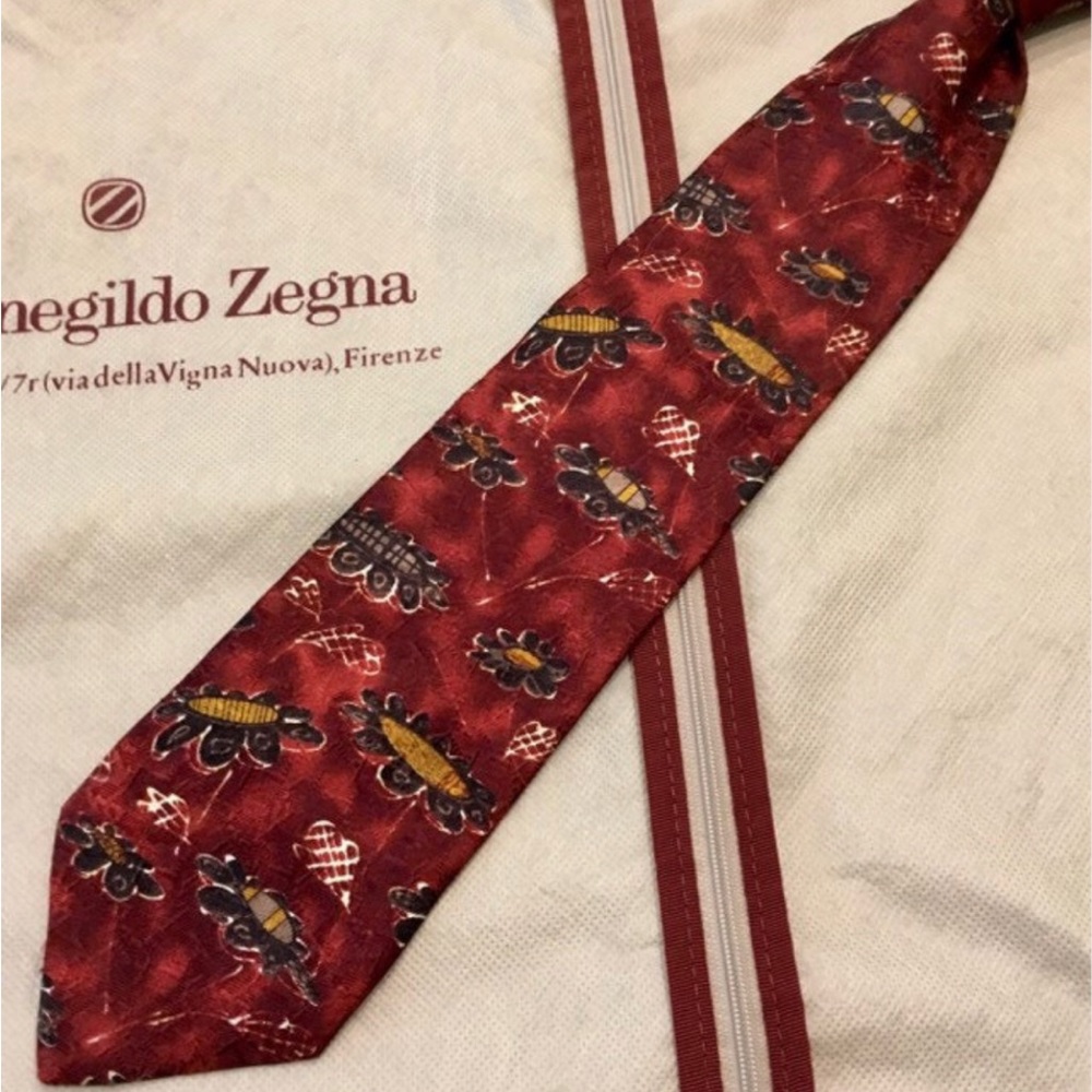 HOT🔥$15! Ermenegildo Zegna Red Silk Tie